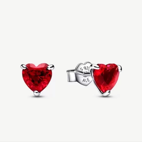 Pandora Red Heart Stud Earrings